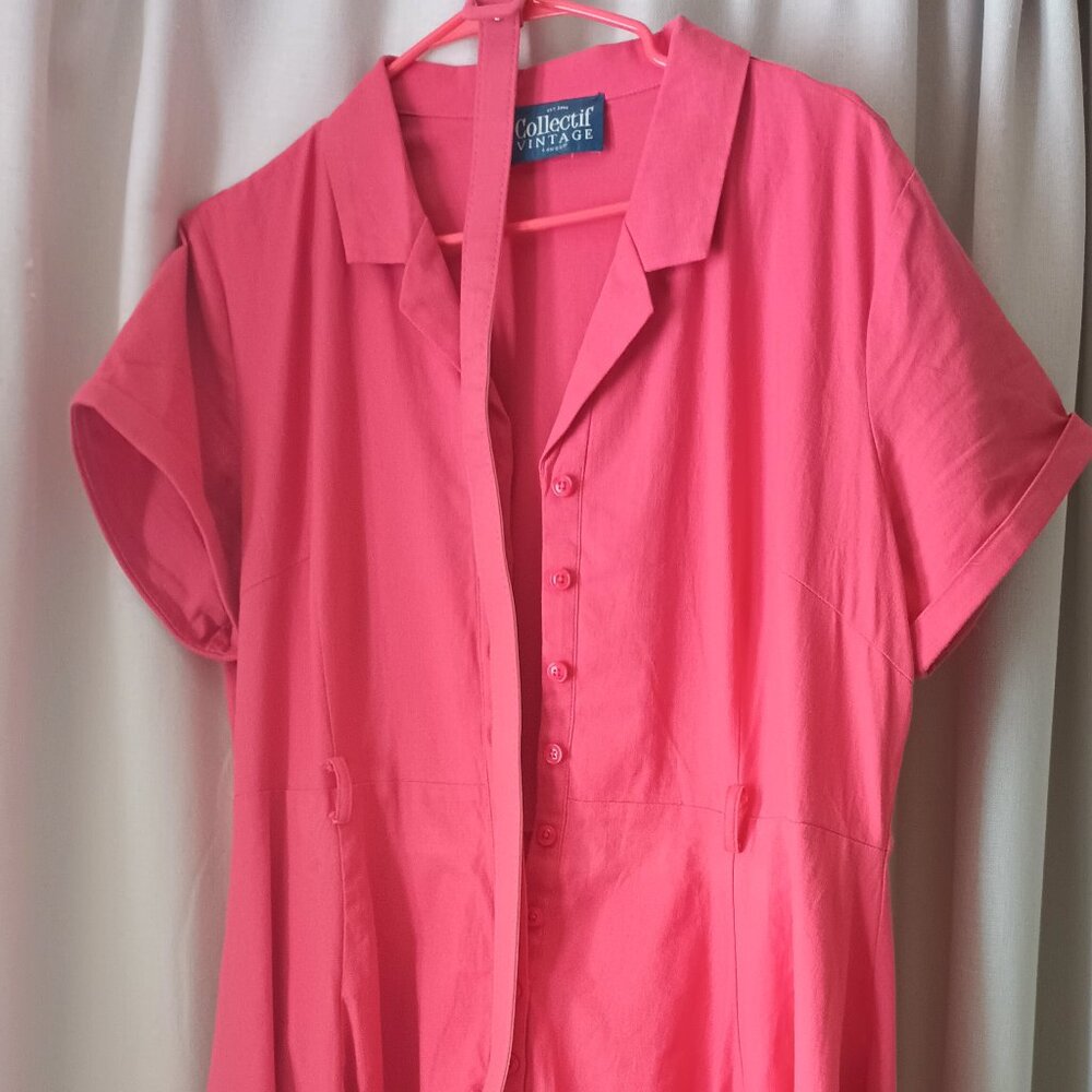 Collectif Caterina coral swing dress size UK 18